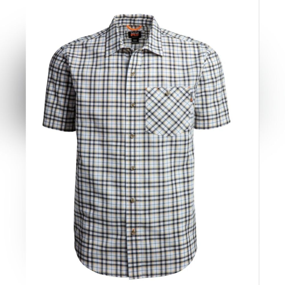 Timberland PRO Flex Short Sleeve Button Down In Plaid Size XL Tall